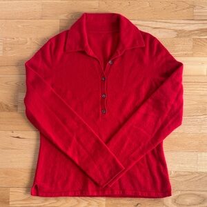 Theory Cashmere Red polo medium sweater